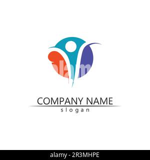 Comunità di persone care logo e modello di simboli Illustrazione Vettoriale