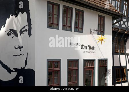 Laboratorio di Lutero presso la Lutherhaus nel centro storico di Eisenach, Turingia, Germania, Europa Foto Stock