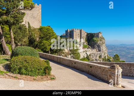 Il Castello di Venere nella storica città di Erice in Sicilia Foto Stock