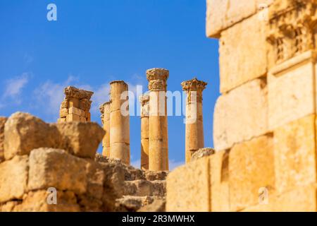 Tempio di Zeus in Jerash, Giordania Foto Stock