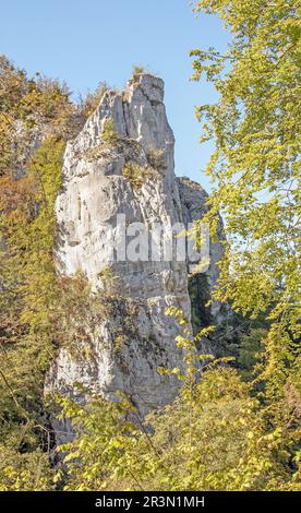 Rocce nella valle del Danubio vicino Hausen im tal Foto Stock