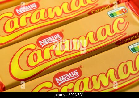 Primo piano Nestle Caramac Caramel Riegel Foto Stock