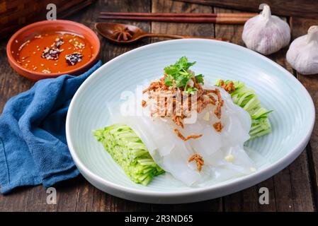 Tagliatelle di noce mungo in salsa Foto Stock