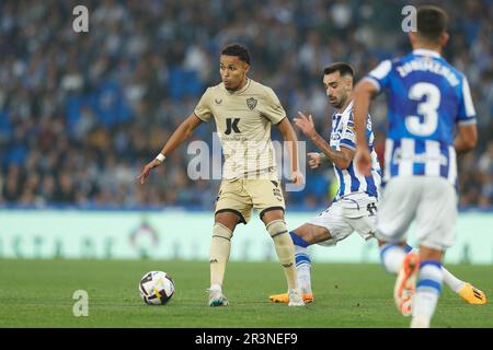 San Sebastian, Spagna. 23rd maggio, 2023. Lazaro (Almeria) Calcio : Spagnolo 'la Liga Santander' incontro tra Real Sociedad 1-0 UD Almeria all'Arena reale di San Sebastian, Spagna . Credit: Mutsu Kawamori/AFLO/Alamy Live News Foto Stock