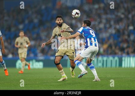 San Sebastian, Spagna. 23rd maggio, 2023. SAMU Costa (Almeria) Calcio : Spagnolo 'la Liga Santander' incontro tra Real Sociedad 1-0 UD Almeria all'Arena reale di San Sebastian, Spagna . Credit: Mutsu Kawamori/AFLO/Alamy Live News Foto Stock