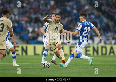 San Sebastian, Spagna. 23rd maggio, 2023. Luis Suarez (Almeria) Calcio : Spagnolo 'la Liga Santander' incontro tra Real Sociedad 1-0 UD Almeria all'Arena reale di San Sebastian, Spagna . Credit: Mutsu Kawamori/AFLO/Alamy Live News Foto Stock