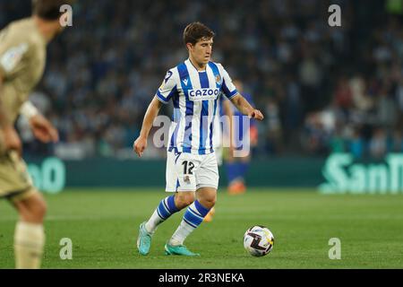 San Sebastian, Spagna. 23rd maggio, 2023. Aihen Munoz (Sociedad) Calcio : Spagnolo 'la Liga Santander' incontro tra Real Sociedad 1-0 UD Almeria all'Arena reale di San Sebastian, Spagna . Credit: Mutsu Kawamori/AFLO/Alamy Live News Foto Stock