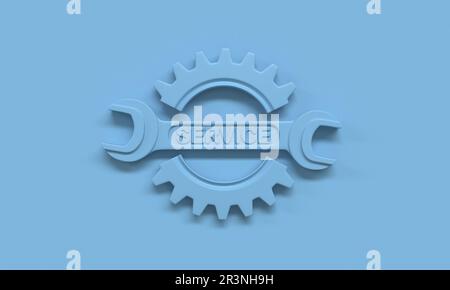 MANUTENZIONE della ruota dentata blu 3D Foto Stock