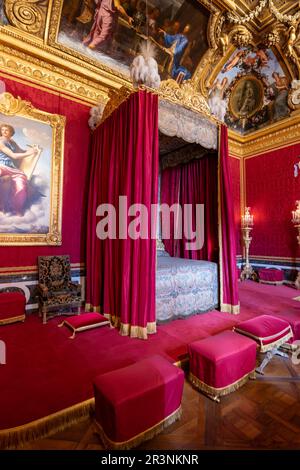 The Kings state Apartments - la camera Mercury. Interni decorati con mobili storici e dettagli architettonici del castello di Versailles vicino a Parigi, Francia Foto Stock