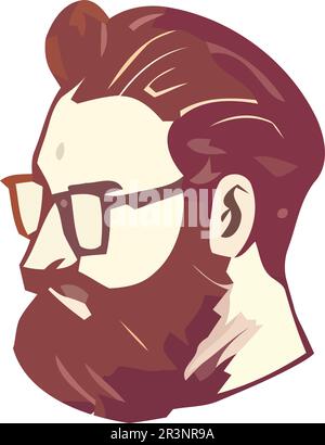 giovane adulto con barba e occhiali Illustrazione Vettoriale