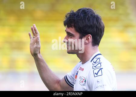 Monaco, Monaco. 23rd maggio, 2023. Charles Leclerc di Ferrari gioca una partita di calcio di beneficenza allo Stadio Louis II di Monaco il 23 maggio 2023. La World Stars Football Match si è svolta martedì sera prima del Gran Premio di Formula 1 di Monaco ed è stata disputata dalla squadra di piloti, tra cui F1 piloti, e dalla Star Team MC. Quest'anno è la 30th volta che viene organizzato l'evento benefico. (Credit Image: © Beata Zawrzel/ZUMA Press Wire) SOLO PER USO EDITORIALE! Non per USO commerciale! Foto Stock