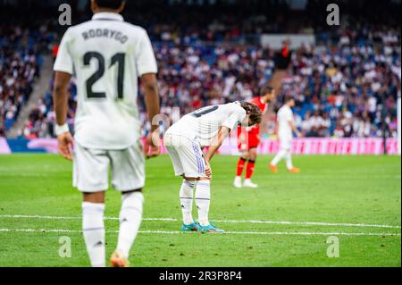 Madrid, Madrid, Spagna. 24th maggio, 2023. Luka Modric (Real Madrid) durante la partita di calcio tra.Real Madrid e Rayo Vallecano.valido per il giorno 36 della partita spagnola della prima divisione 'la Liga' celebrata a Madrid, Spagna allo stadio Bernabeu mercoledì 24 maggio 2023 (Credit Image: © Alberto Gardin/ZUMA Press Wire) SOLO PER USO EDITORIALE! Non per USO commerciale! Foto Stock