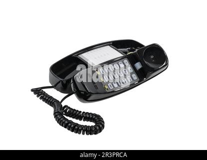 Vecchio telefono fisso isolato con sfondo ritagliato. Foto Stock