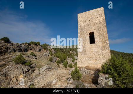 Torreón de origen islámico, Chaorna, Soria, Comunidad Autónoma de Castilla y León, Spagna, Europa. Foto Stock