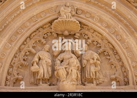 Puerta del norte o de San Jerónimo,1559, detalle, estilo plateresco, Catedral de Santa María de Calahorra Calahorra, La Rioja , Spagna, Europa. Foto Stock