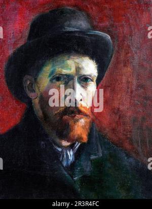 Autoritratto di Vincent van Gogh con il famoso dipinto Dark Felt Hat. Originale da Wikimedia Commons. Foto Stock