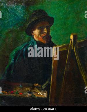 Autoritratto di Vincent van Gogh con cappello scuro al famoso dipinto di Easel (1886). Originale da Wikimedia Commons. Potenziata digitalmente da rawpix Foto Stock