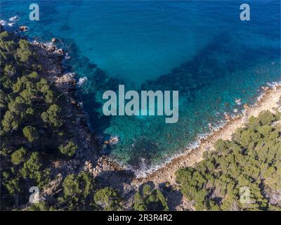 Raco de ses Ortigues, Costa Estellencs, Maiorca, Isole Baleari, Spagna. Foto Stock