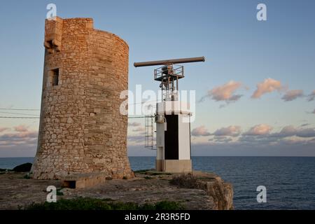 Baliza de SA Torre den Beu. Santanyi. Comarca de Migjorn.Mallorca. Baleari Islands.Spain. Foto Stock