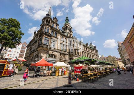 Plaza Rynek, klodzko, Sudetes, Polonia, l'Europa. Foto Stock