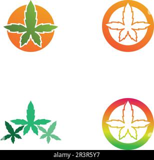 logo e disegno vettoriale della marijuana di cannabis Illustrazione Vettoriale