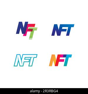 NFT carattere e lettera tecnologia linea icona Imposta icona Crypto o simbolo logo illustrazione vettoriale Illustrazione Vettoriale