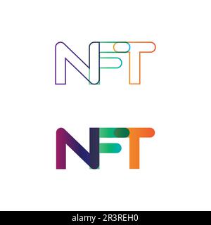 NFT carattere e lettera tecnologia linea icona Imposta icona Crypto o simbolo logo illustrazione vettoriale Illustrazione Vettoriale