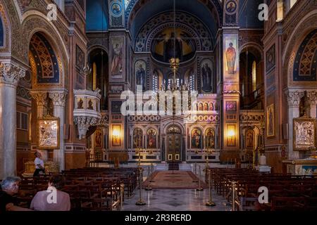 Interno della Cattedrale Metropolitana di Atene - Chiesa Cattolica Ortodossa in Grecia Foto Stock