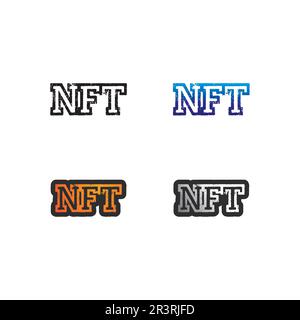 NFT carattere e lettera tecnologia linea icona Imposta icona Crypto o simbolo logo illustrazione vettoriale Illustrazione Vettoriale