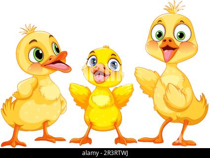 Carino Duckling personaggi Cartoon illustrazione Illustrazione Vettoriale