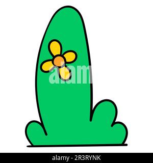 Erba con girasoli in fiore, immagine icona doodle Foto Stock