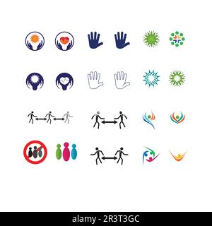 Virus, coronavirus, batteri, germi e microbi isolati su sfondo bianco. Illustrazione dell'icona del vettore Illustrazione Vettoriale