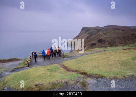 Mirador, un Cailc, Diatomita, minería, Trotternish, altopiani, Escocia, Reino Unido. Foto Stock