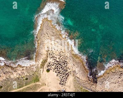 Necropoli Punta dels Fenicis, Son Real, comune di Santa Margalida, Baia di Alcudia, Maiorca, Spagna. Foto Stock