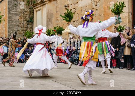 Baile de los cossiers, baile popolare, mallorquin Algaida, Mallorca, Islas Baleares, Spagna. Foto Stock