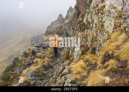 sendero del Tuc Dera Escaleta, 2468 metro, Artiga de Lin, valle de Aran, Cordillera de los Pirineos, lleida, Catalunya, Spagna, europa. Foto Stock