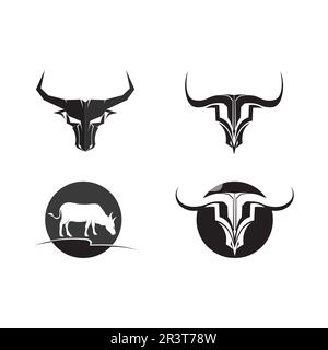 Logo Bull e simboli applicazione icone modello vettoriale Illustrazione Vettoriale