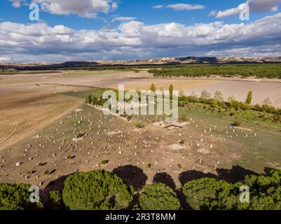Necropoli di 'Las Ruedas', antica città Vaccea di Pintia, Padilla de Duero, provincia Valladolid, Spagna. Foto Stock