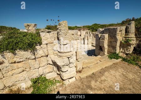 Antigua capilla, Castillo de San Felipe, siglo XVI ,boca del puerto de Mahón, municipio de Villacarlos, Menorca, isole Baleari, Spagna. Foto Stock