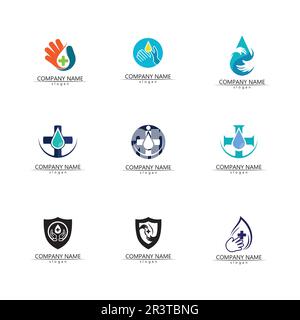 protezione della salute con schermo logo modello vettoriale per il medico o compagnia assicurativa-vettore Illustrazione Vettoriale