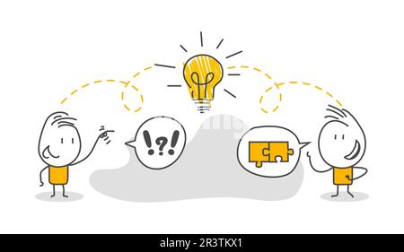 Stick figure. Isolato su sfondo bianco. Disegno a mano Doodle Line Art Cartoon Design personaggio. Illustrazione Vettoriale