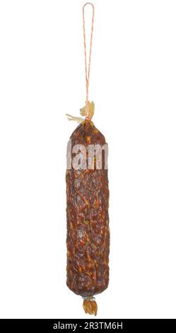 Appeso isolato salame Foto Stock