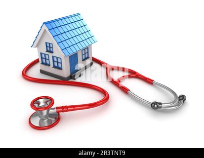 Blue House e stetoscopio rosso Foto Stock
