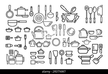 Set vettoriale forniture cucina. Icone della casa. Diversi utensili da cucina. eps 10 Illustrazione Vettoriale