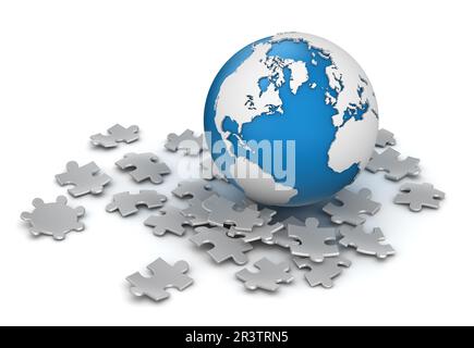 Globo e pezzo di Puzzle Foto Stock