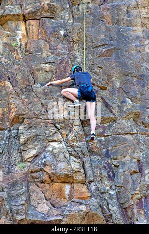 Arrampicata sulle scogliere di Kangaroo Point a Brisbane Foto Stock