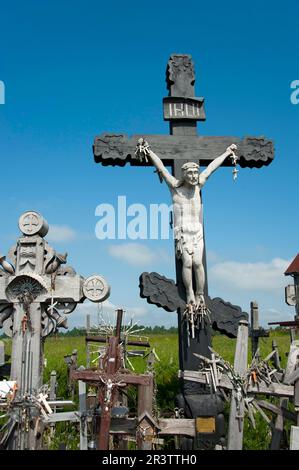 Montagna delle croci, Lituania, Stati baltici, Europa, Santuario, Vicino a Siauliai, Kryziu kalnas Foto Stock