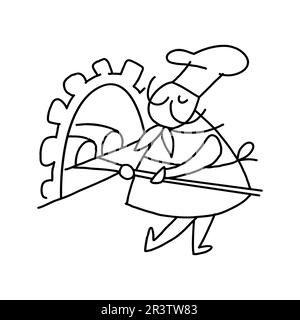 Cuoco di Mustache in costume da chef. Un semplice logo retrò con un cappello da chef. Stile cartone animato. Illustrazione ideale per brochure e logo alimentari. Illustrazione Vettoriale