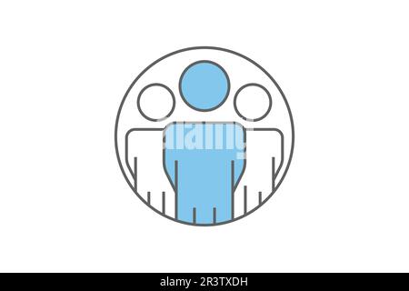 Icona persone. icona relativa a persone in contatto, gruppo, team, comunità. Design a icone a due tonalità. Semplice disegno vettoriale modificabile Illustrazione Vettoriale
