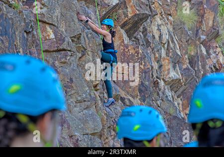 Arrampicata sulle scogliere di Kangaroo Point a Brisbane Foto Stock